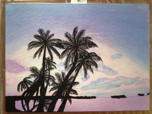 Alyx Michele, Paradise, 2010, Watercolor and ink on canvas